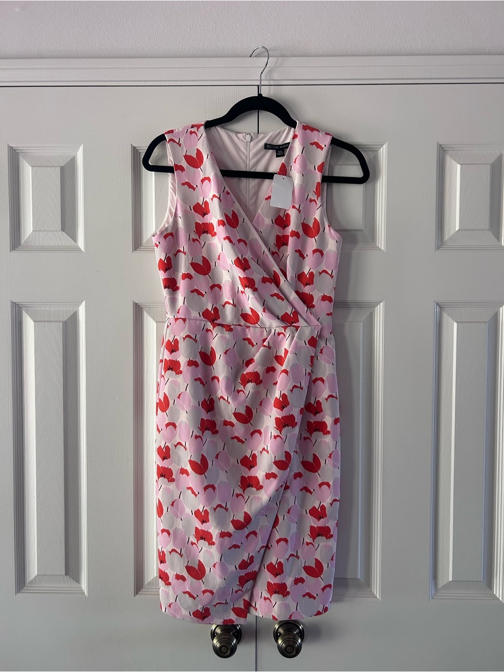 Black Halo Pink and Red Floral Wrap Midi Dress